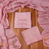 Organza Light Pink Unstitched Suit